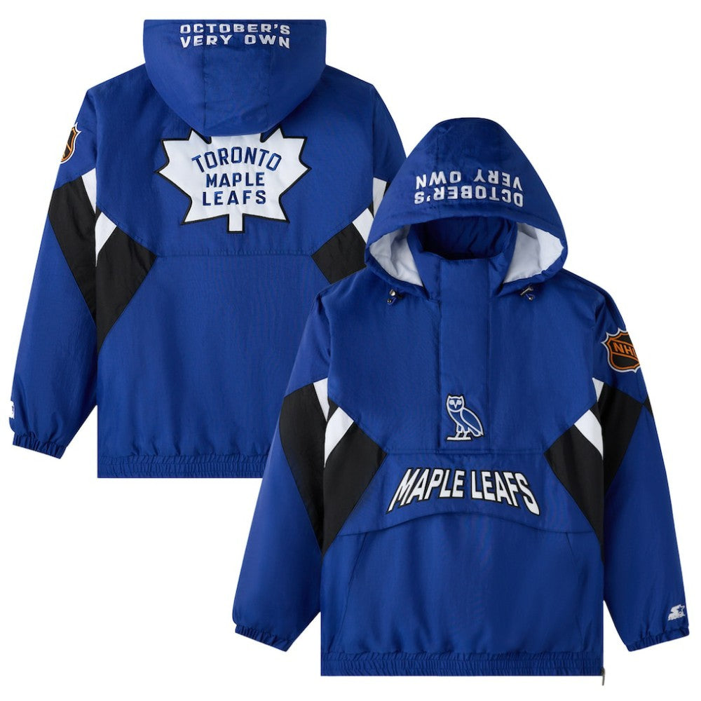 Toronto Maple Leafs OVO x Starter Half-Zip Hooded Jacket Blue
