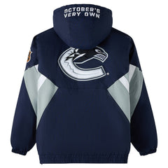 Vancouver Canucks OVO x Starter Half-Zip Hooded Jacket Blue
