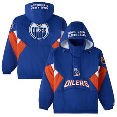 Edmonton Oilers OVO x Starter Half-Zip Hooded Jacket Royal