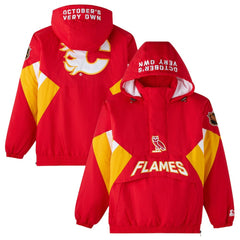 Calgary Flames OVO x Starter Half-Zip Hooded Jacket Red