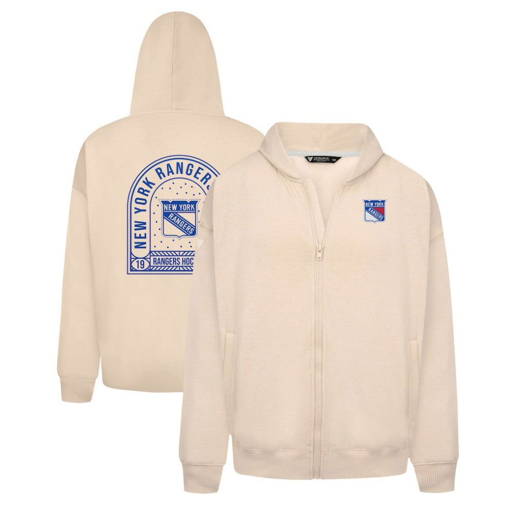 New York Rangers Levelwear Uphill Stained Glass Full-Zip Hoodie Jacket Khaki