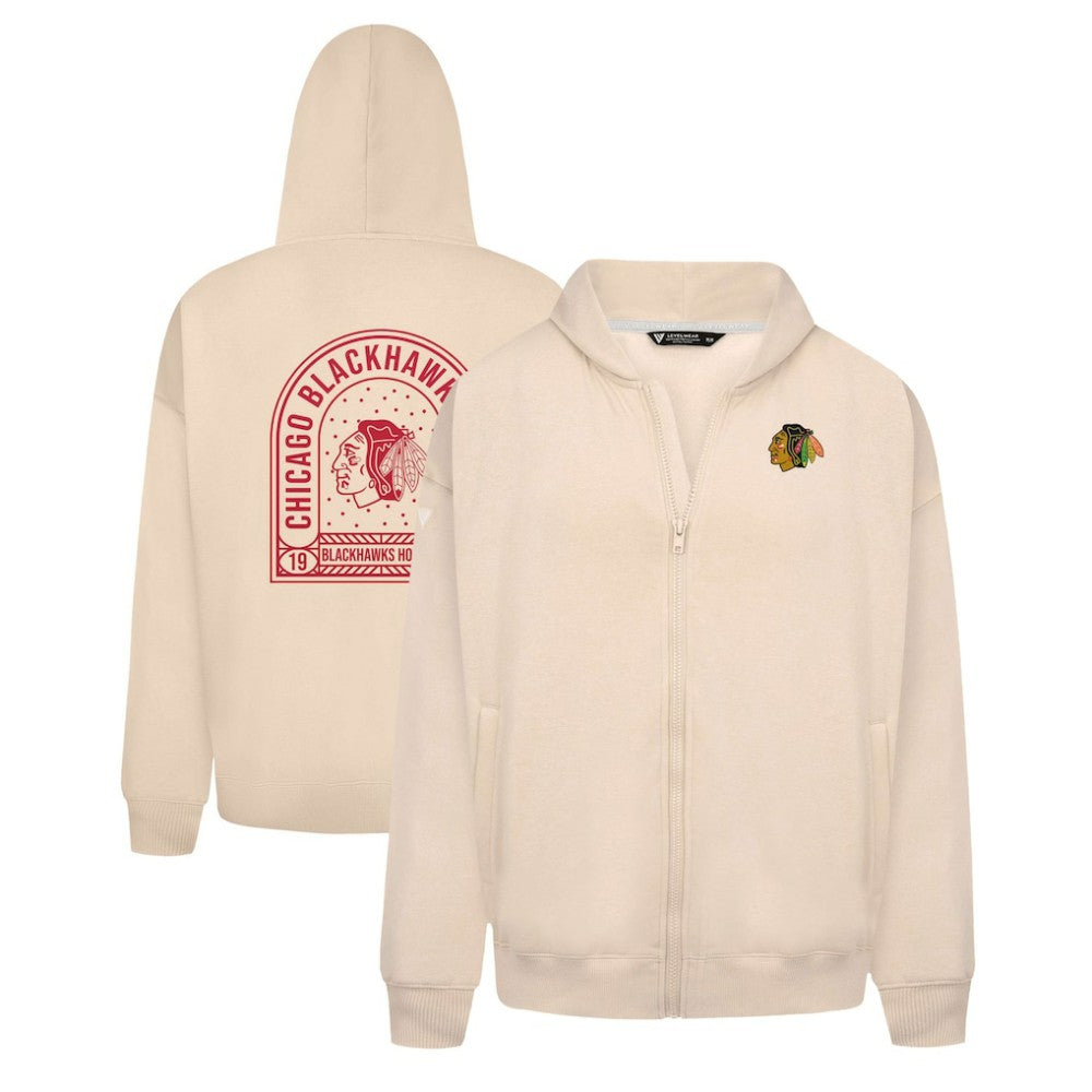 Chicago Blackhawks Levelwear Uphill Stained Glass Full-Zip Hoodie Jacket Khaki