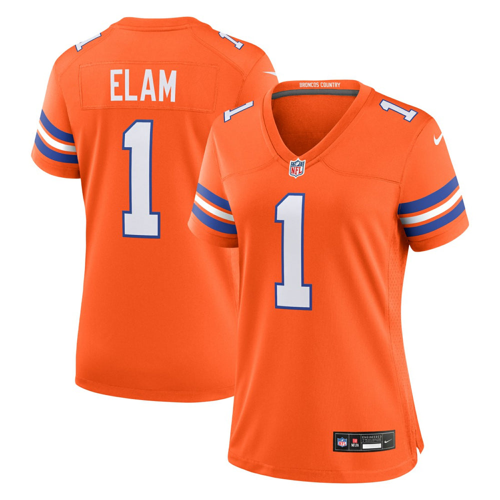 Jason Elam Denver Broncos Women's Mile High Collection 1977 Throwback Retired Player Game Jersey - Orange