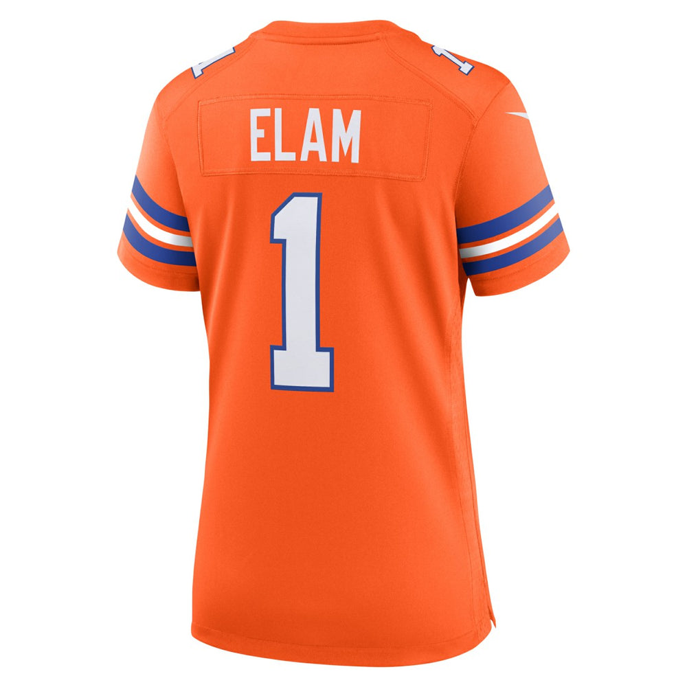 Jason Elam Denver Broncos Women's Mile High Collection 1977 Throwback Retired Player Game Jersey - Orange