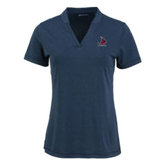 St. Louis Cardinals Cutter & Buck Women's Forge Stretch Blade DryTec V-Neck Polo Heather Navy