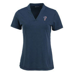 Philadelphia Phillies Cutter & Buck Women's Forge Stretch Blade DryTec V-Neck Polo Heather Navy