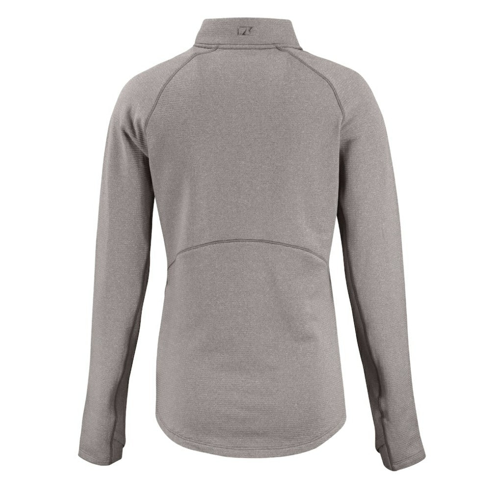 Atlanta Braves Cutter & Buck Women's Peshastin Eco Fleece Recycled Raglan Half-Zip Top Heather Gray
