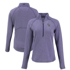 Colorado Rockies Cutter & Buck Women's Peshastin Eco Fleece Recycled Raglan Half-Zip Top Heather Purple