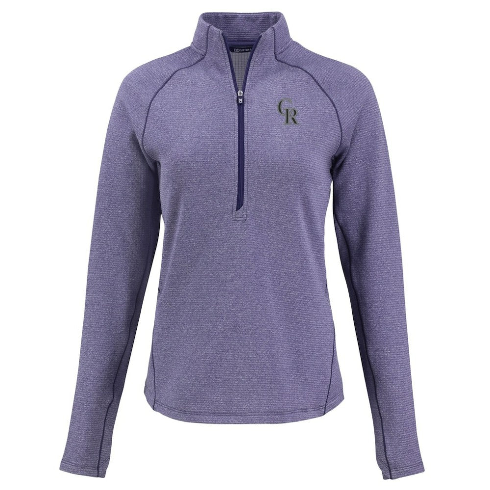 Colorado Rockies Cutter & Buck Women's Peshastin Eco Fleece Recycled Raglan Half-Zip Top Heather Purple