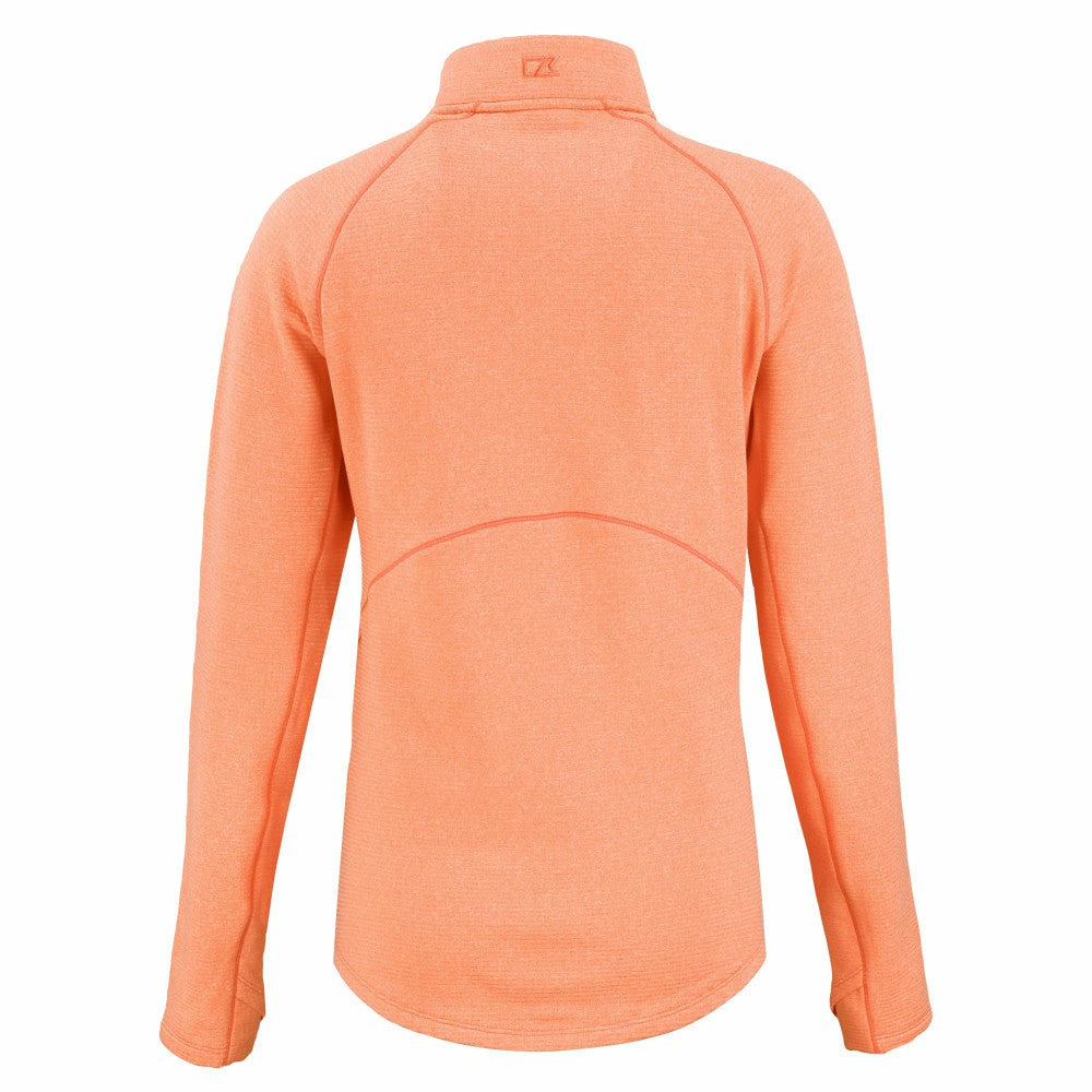 New York Mets Cutter & Buck Women's Peshastin Eco Fleece Recycled Raglan Half-Zip Top Heather Orange