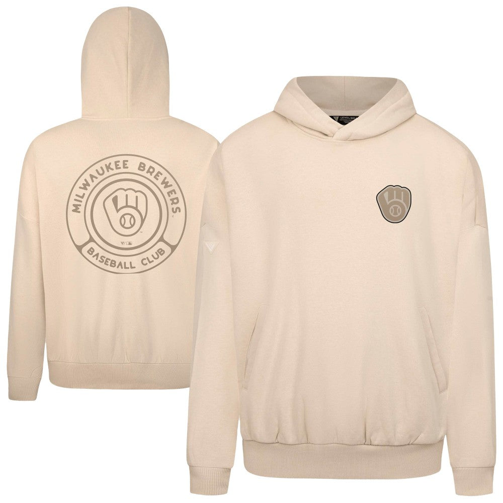 Milwaukee Brewers Levelwear Contact Oversized Pullover Hoodie Khaki