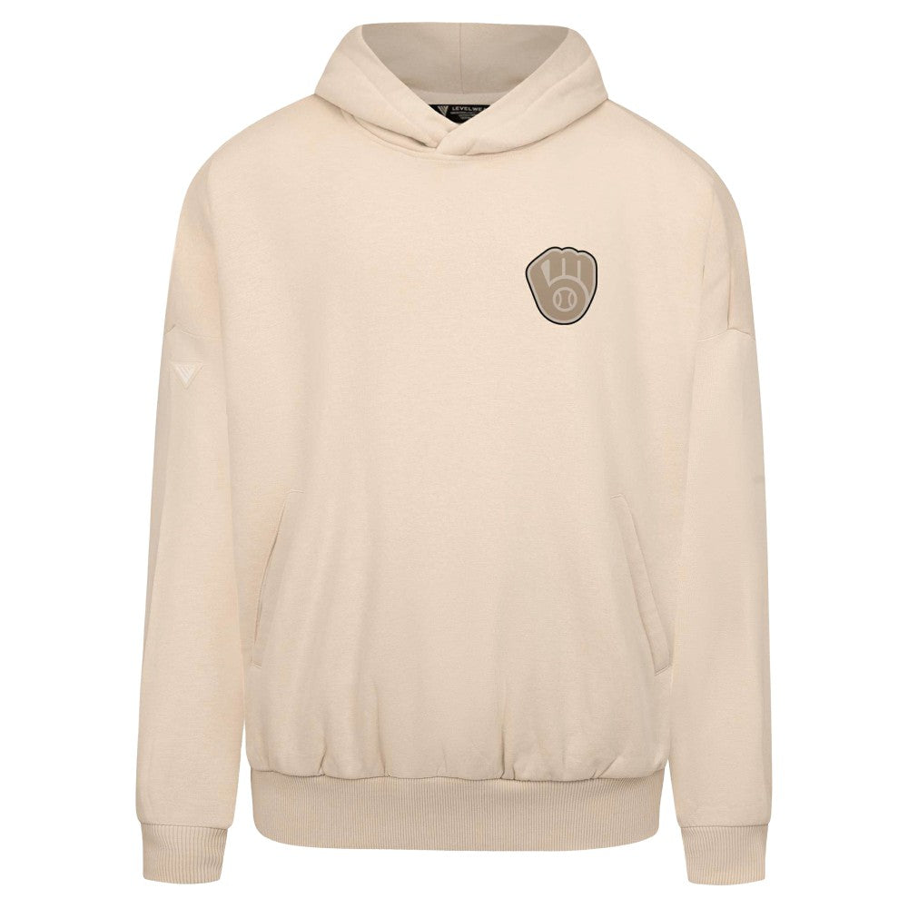 Milwaukee Brewers Levelwear Contact Oversized Pullover Hoodie Khaki