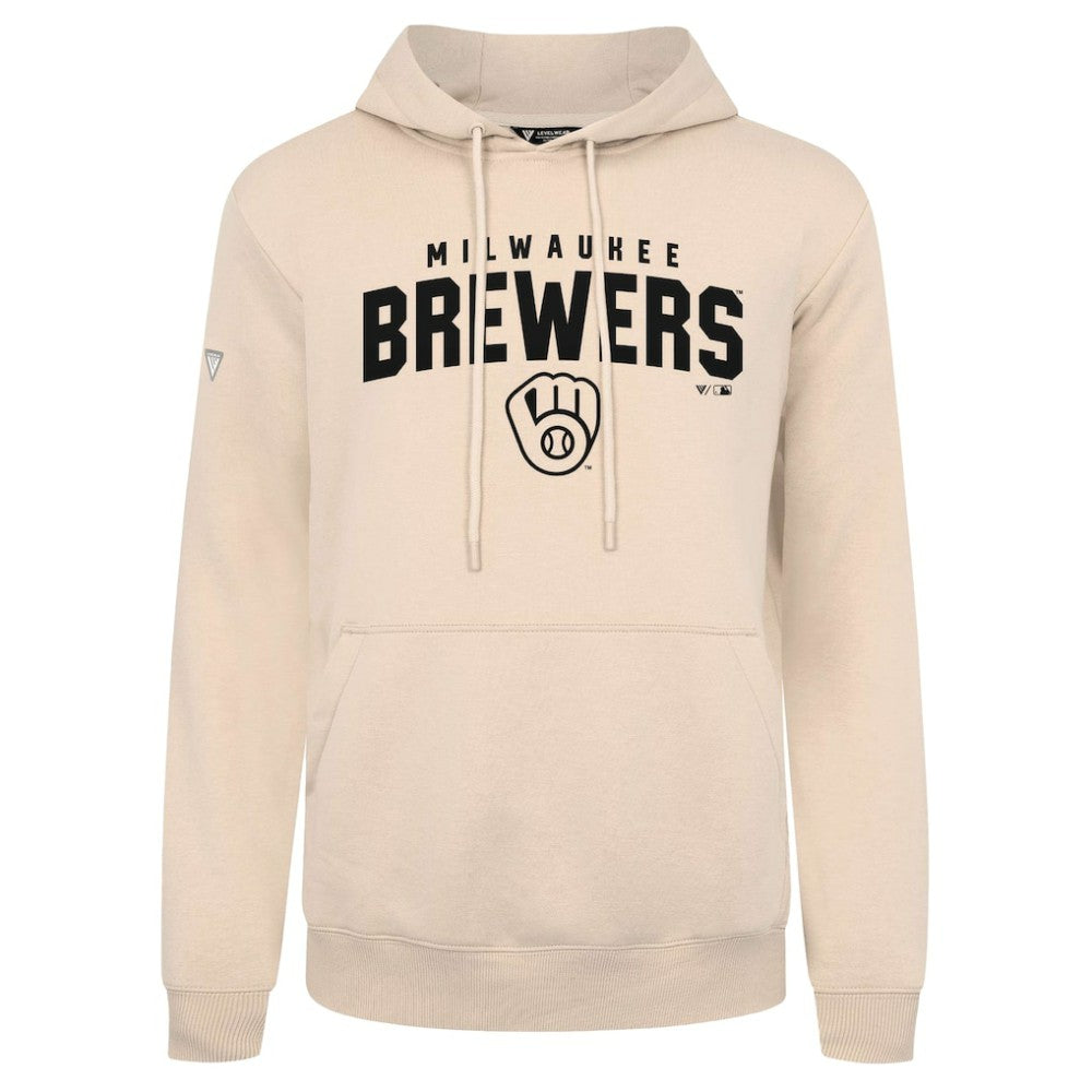 Milwaukee Brewers Levelwear Podium Team Arch Pullover Hoodie Khaki