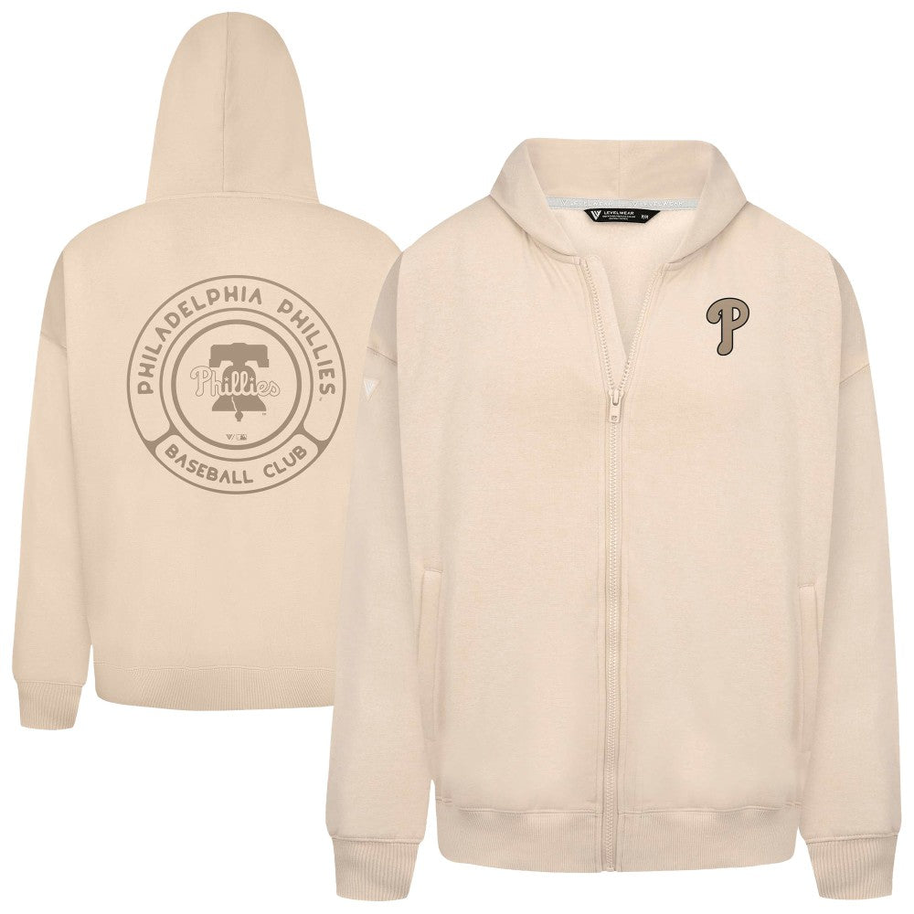 Philadelphia Phillies Levelwear Uphill Oversized Full-Zip Hoodie Khaki