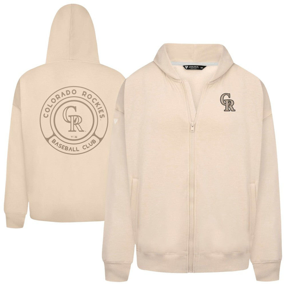 Colorado Rockies Levelwear Uphill Oversized Full-Zip Hoodie Khaki