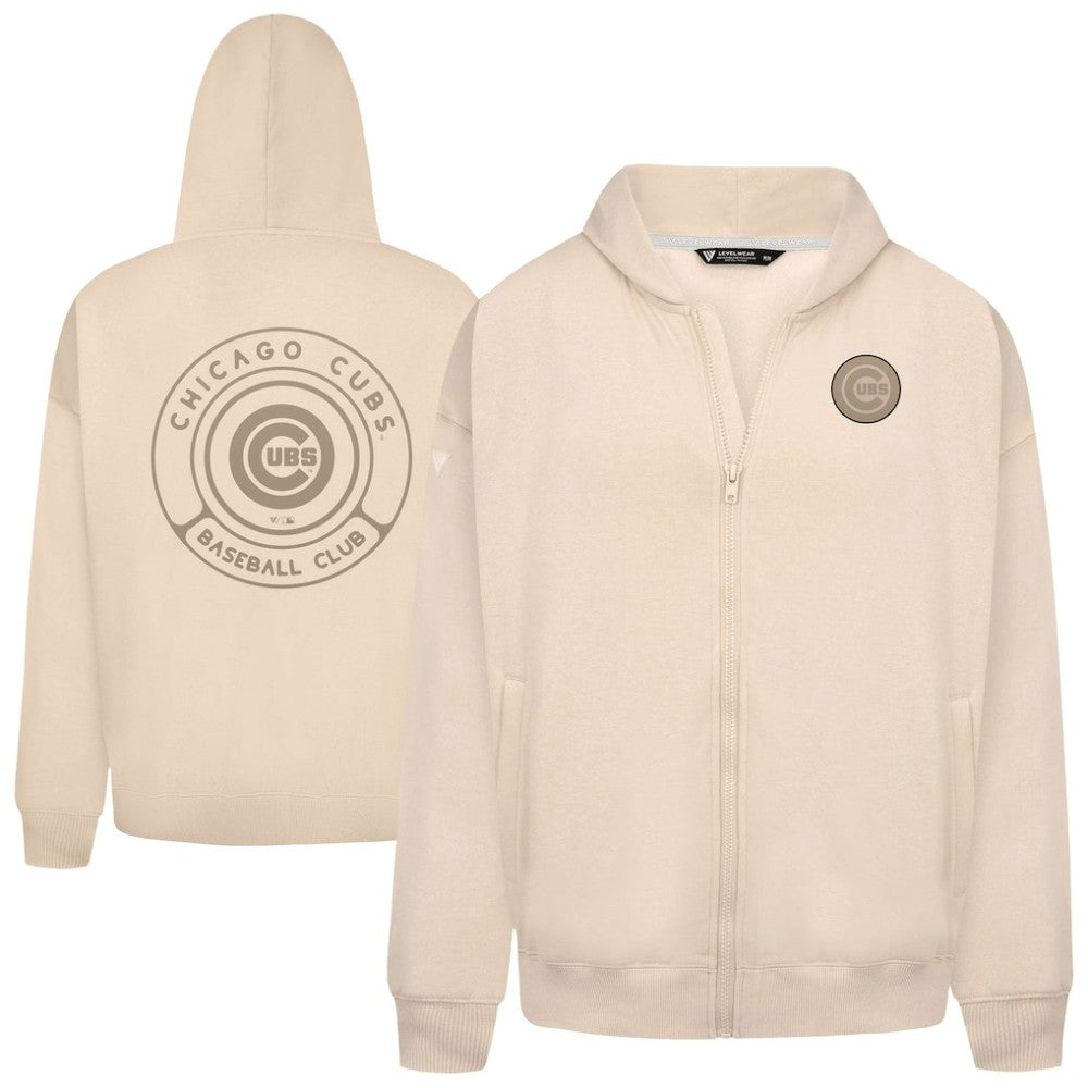 Chicago Cubs Levelwear Uphill Oversized Full-Zip Hoodie Khaki