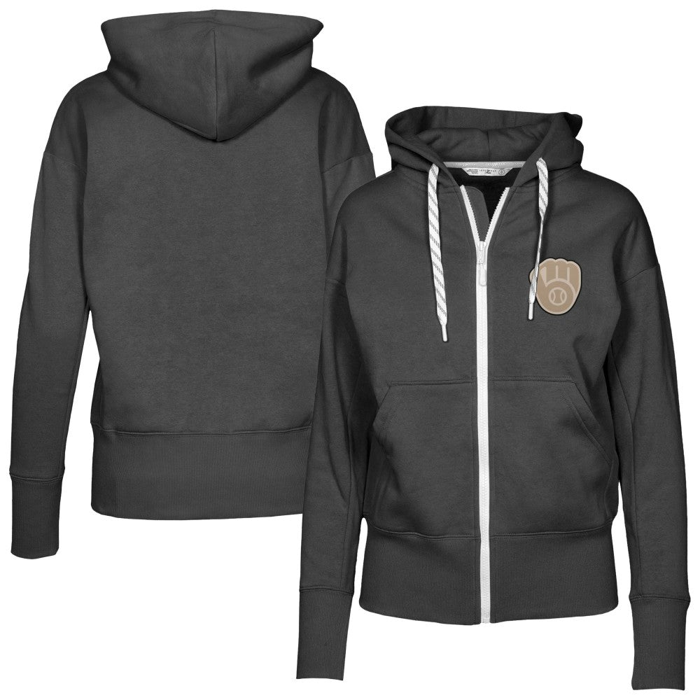 Milwaukee Brewers Levelwear Women's Gardinia Full-Zip Hoodie Black