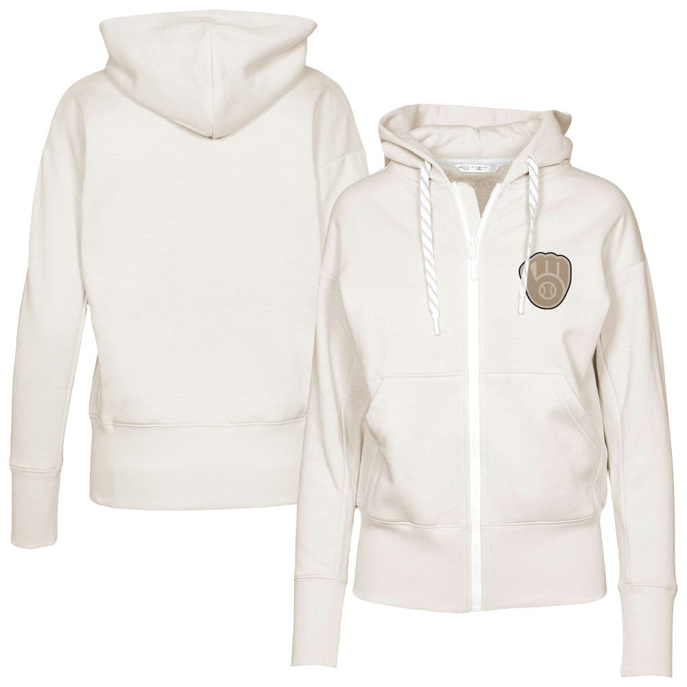Milwaukee Brewers Levelwear Women's Gardinia Full-Zip Hoodie Khaki