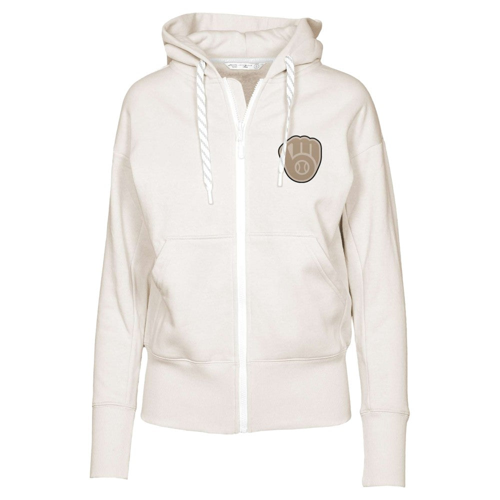 Milwaukee Brewers Levelwear Women's Gardinia Full-Zip Hoodie Khaki