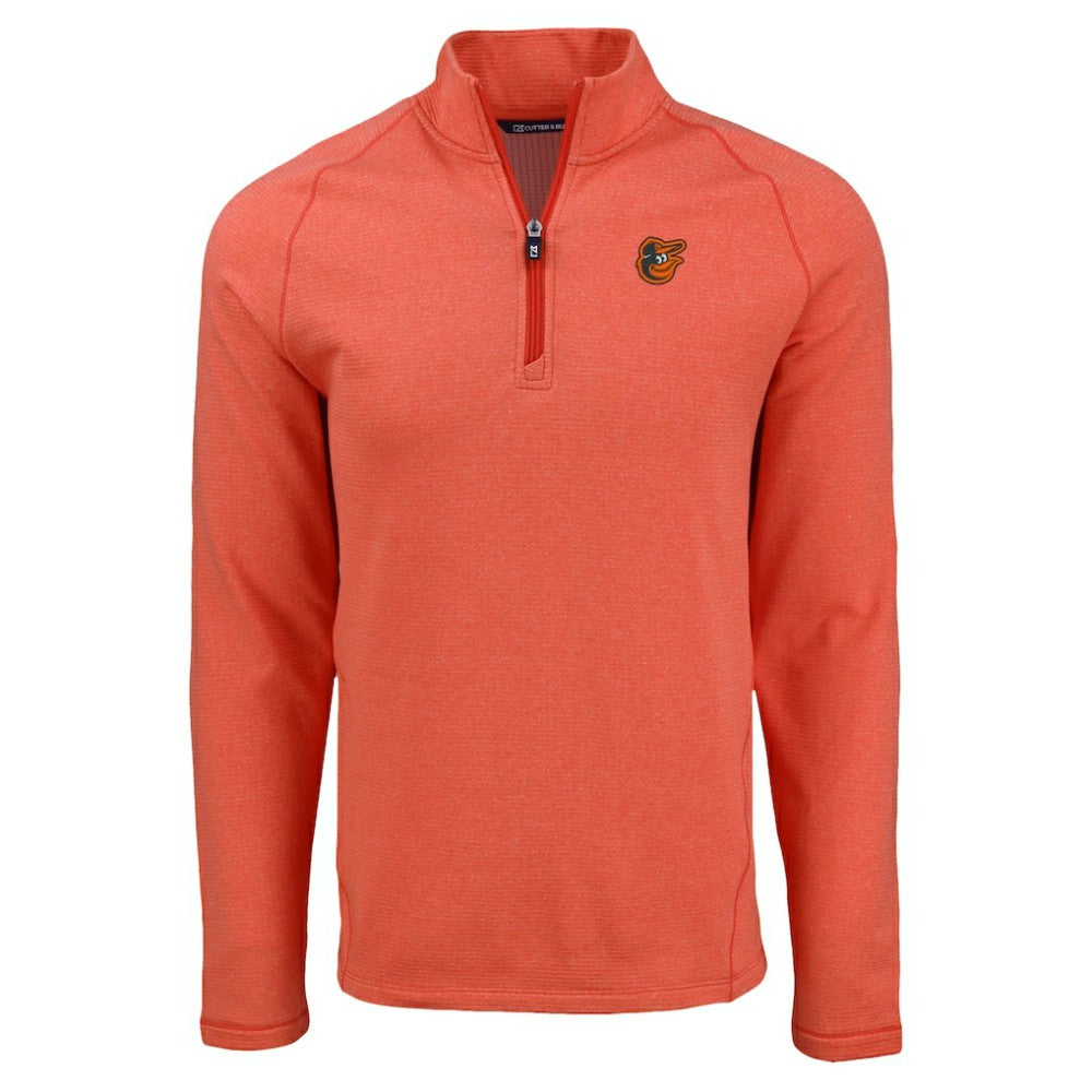 Baltimore Orioles Cutter & Buck Peshastin Eco Fleece Recycled Raglan Quarter-Zip Top Heather Orange