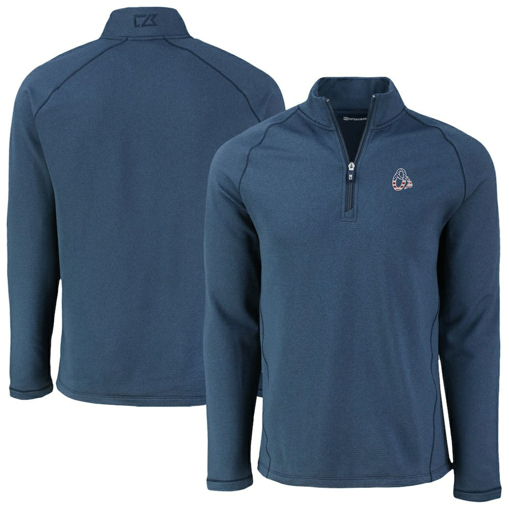 Baltimore Orioles Cutter & Buck Peshastin Eco Fleece Recycled Raglan Quarter-Zip Top Heather Navy