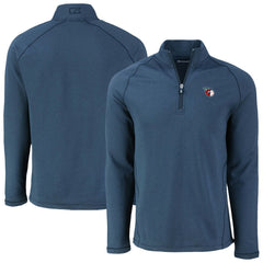 Cleveland Guardians Cutter & Buck Peshastin Eco Fleece Recycled Raglan Quarter-Zip Top Heather Navy