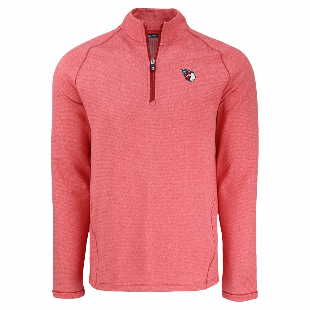 Cleveland Guardians Cutter & Buck Peshastin Eco Fleece Recycled Raglan Quarter-Zip Top Heather Red