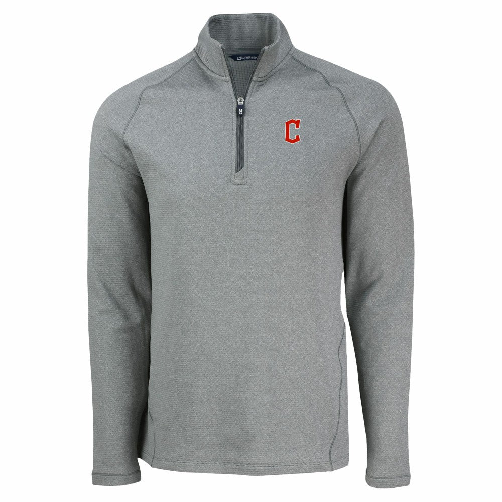 Cleveland Guardians Cutter & Buck Peshastin Eco Fleece Recycled Raglan Quarter-Zip Top Heather Gray