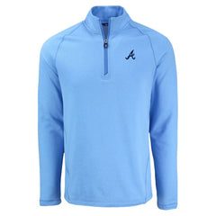 Atlanta Braves Cutter & Buck Peshastin Eco Fleece Recycled Raglan Quarter-Zip Top Heather Light Blue