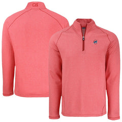 Chicago Cubs Cutter & Buck Peshastin Eco Fleece Recycled Raglan Quarter-Zip Top Heather Red