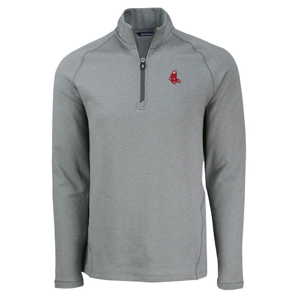 Boston Red Sox Cutter & Buck Peshastin Eco Fleece Recycled Raglan Quarter-Zip Top Heather Gray
