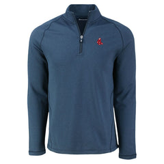 Boston Red Sox Cutter & Buck Peshastin Eco Fleece Recycled Raglan Quarter-Zip Top Heather Navy