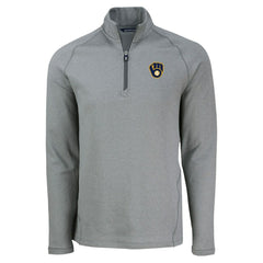 Milwaukee Brewers Cutter & Buck Peshastin Eco Fleece Recycled Raglan Quarter-Zip Top Heather Gray