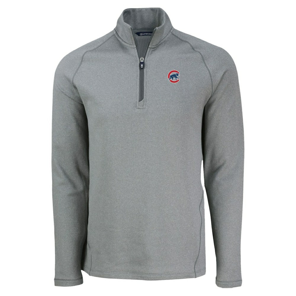 Chicago Cubs Cutter & Buck Peshastin Eco Fleece Recycled Raglan Quarter-Zip Top Heather Gray