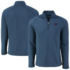 Minnesota Twins Cutter & Buck Peshastin Eco Fleece Recycled Raglan Quarter-Zip Top Heather Navy