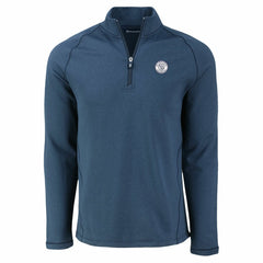 Milwaukee Brewers Cutter & Buck Peshastin Eco Fleece Recycled Raglan Quarter-Zip Top Heather Navy