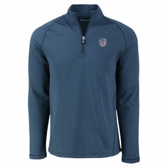 Milwaukee Brewers Cutter & Buck Peshastin Eco Fleece Recycled Raglan Quarter-Zip Top Heather Navy