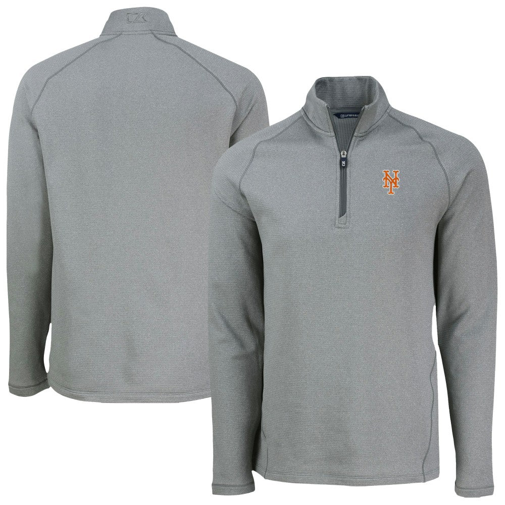 New York Mets Cutter & Buck Peshastin Eco Fleece Recycled Raglan Quarter-Zip Top Heather Gray