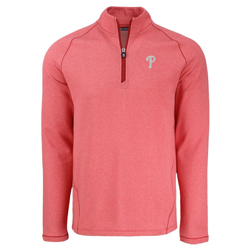 Philadelphia Phillies Cutter & Buck Peshastin Eco Fleece Recycled Raglan Quarter-Zip Top Heather Red