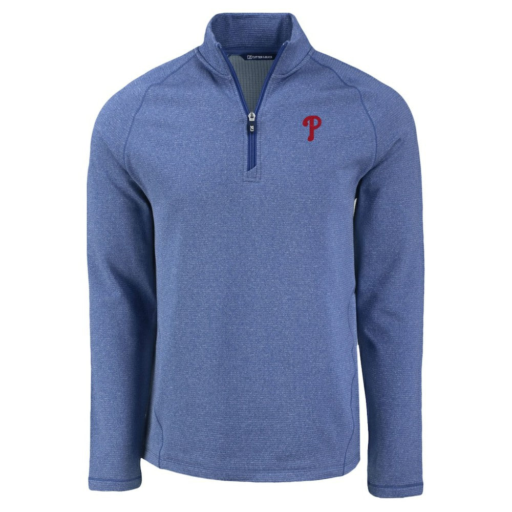 Philadelphia Phillies Cutter & Buck Peshastin Eco Fleece Recycled Raglan Quarter-Zip Top Heather Royal