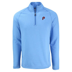 Philadelphia Phillies Cutter & Buck Peshastin Eco Fleece Recycled Raglan Quarter-Zip Top Heather Light Blue
