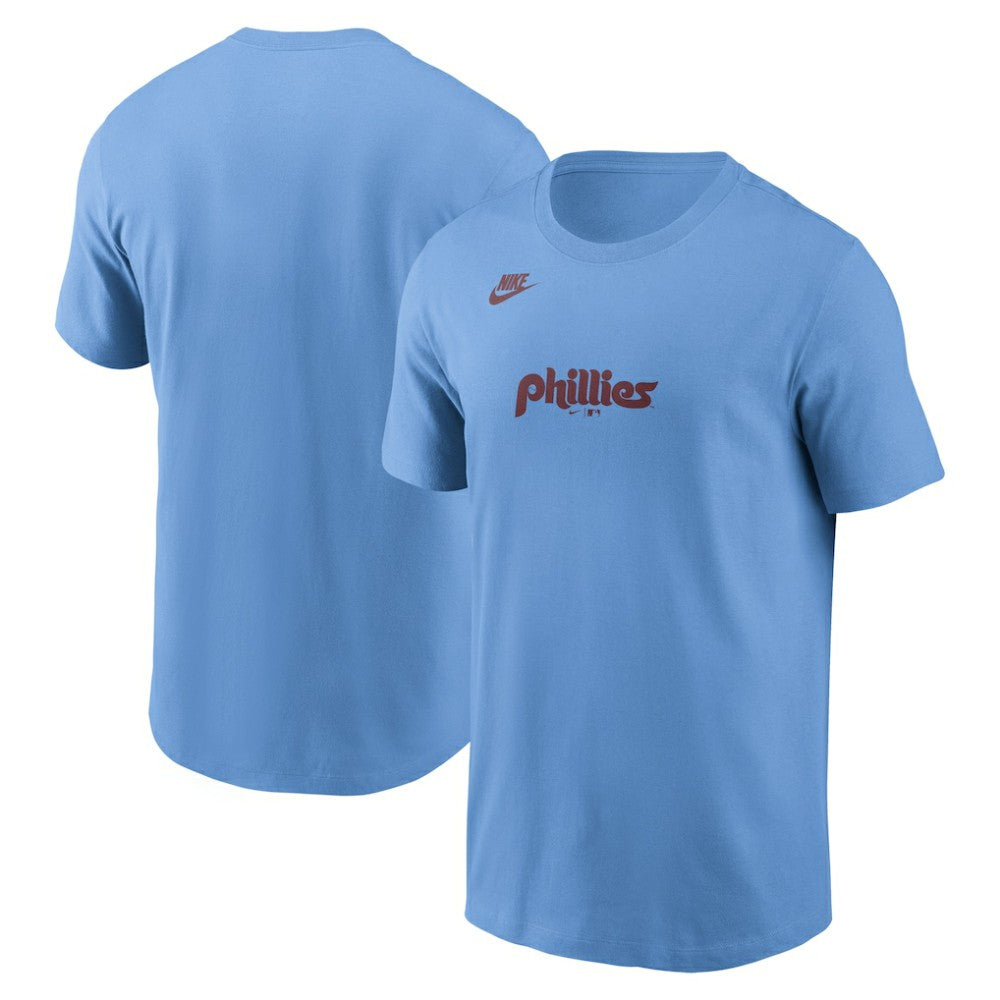 Philadelphia Phillies Cooperstown Collection Wordmark T-Shirt Light Blue | Nike