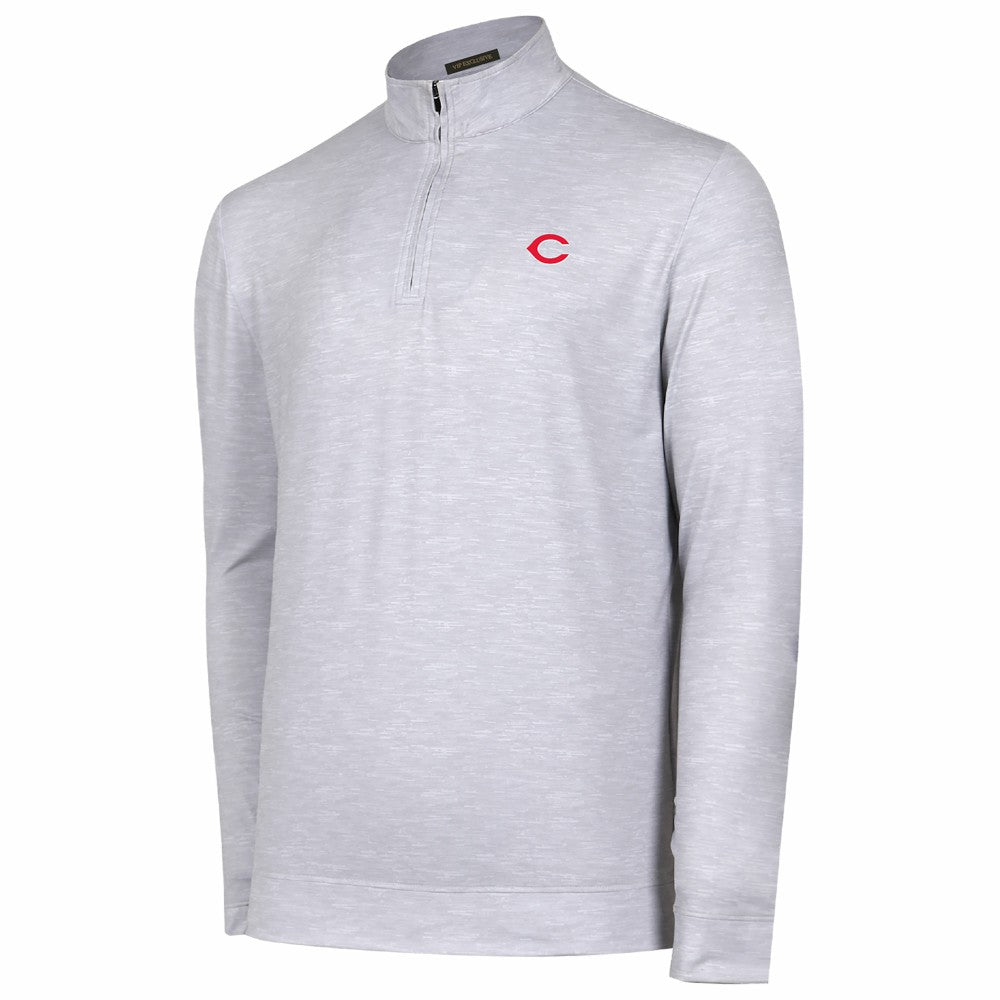 Cincinnati Reds Sublime Tri-Blend Quarter-Zip Jacket Gray