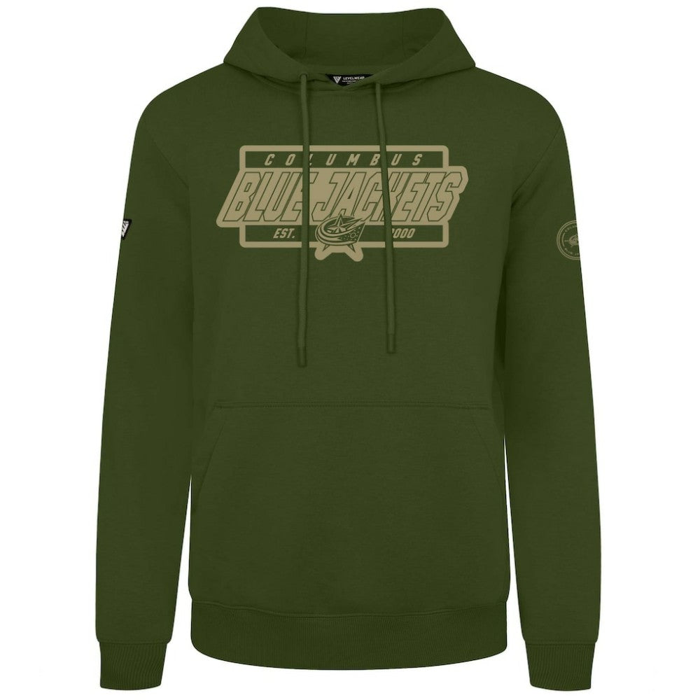 Columbus Blue Jackets Levelwear Podium Pullover Hoodie Olive