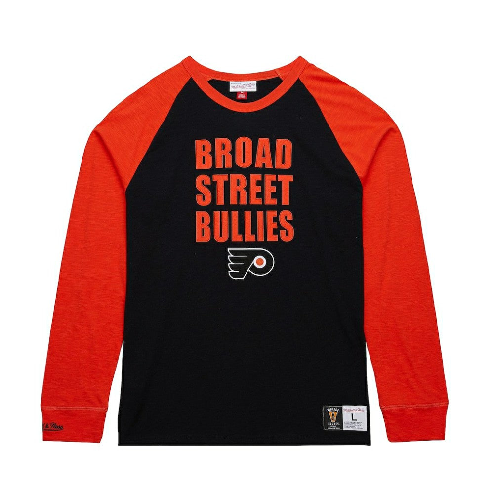 Philadelphia Flyers Mitchell & Ness Legendary Slub Raglan Long Sleeve T-Shirt Black/Orange