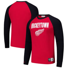 Detroit Red Wings Mitchell & Ness Legendary Slub Raglan Long Sleeve T-Shirt Red/Black