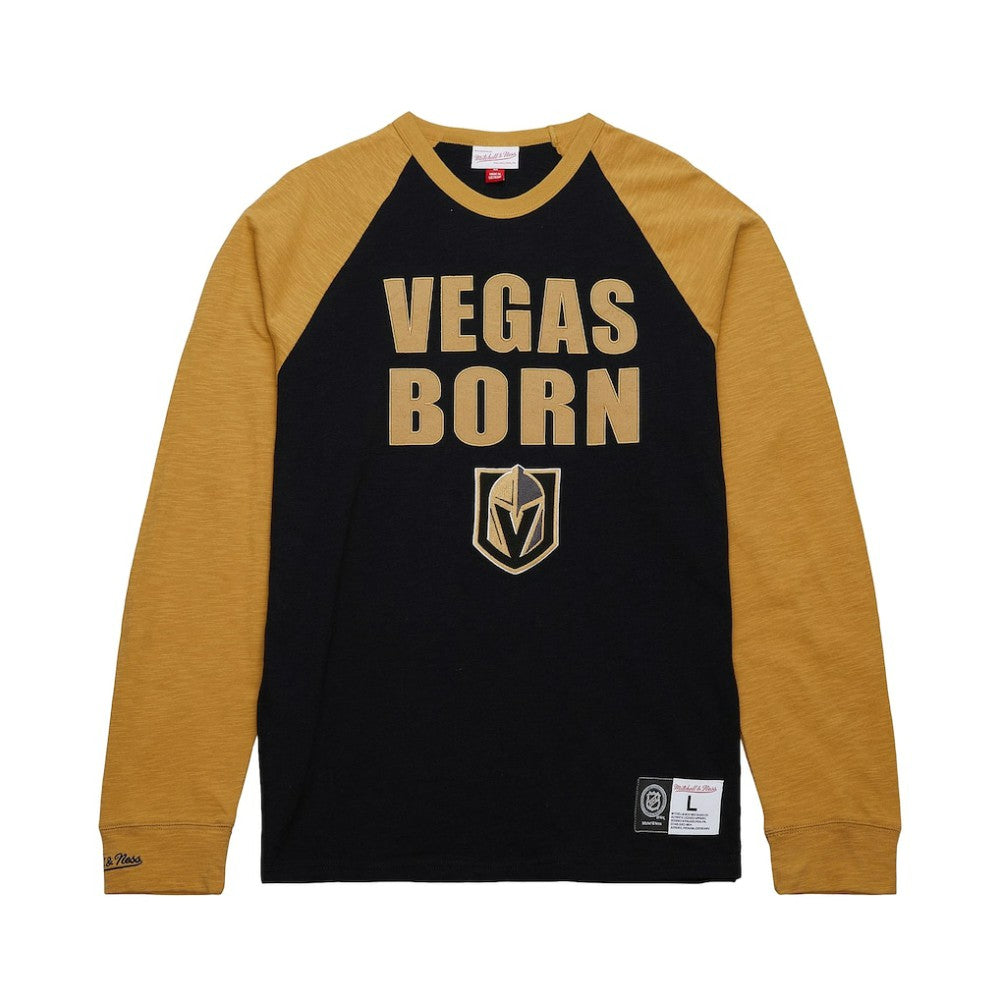 Vegas Golden Knights Mitchell & Ness Legendary Slub Raglan Long Sleeve T-Shirt Black/Gold