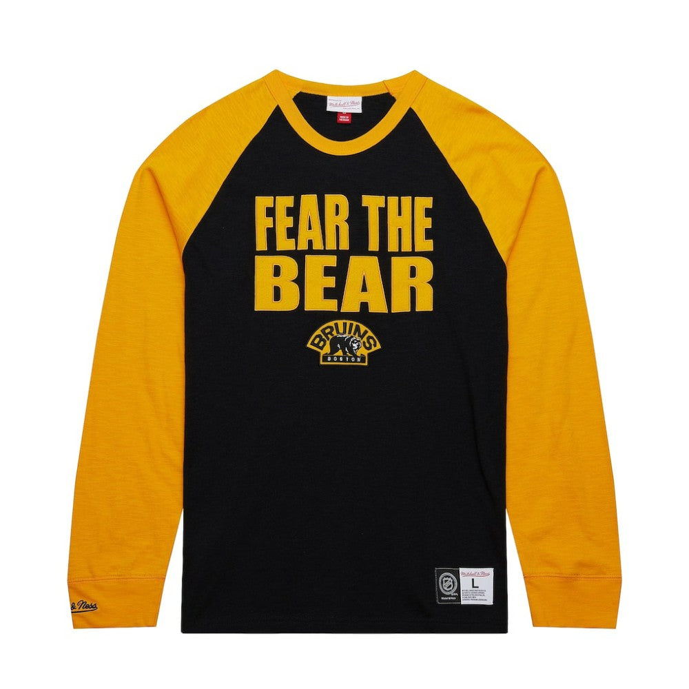 Boston Bruins Mitchell & Ness Legendary Slub Raglan Long Sleeve T-Shirt Black/Gold