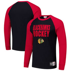 Chicago Blackhawks Mitchell & Ness Legendary Slub Raglan Long Sleeve T-Shirt Black/Red
