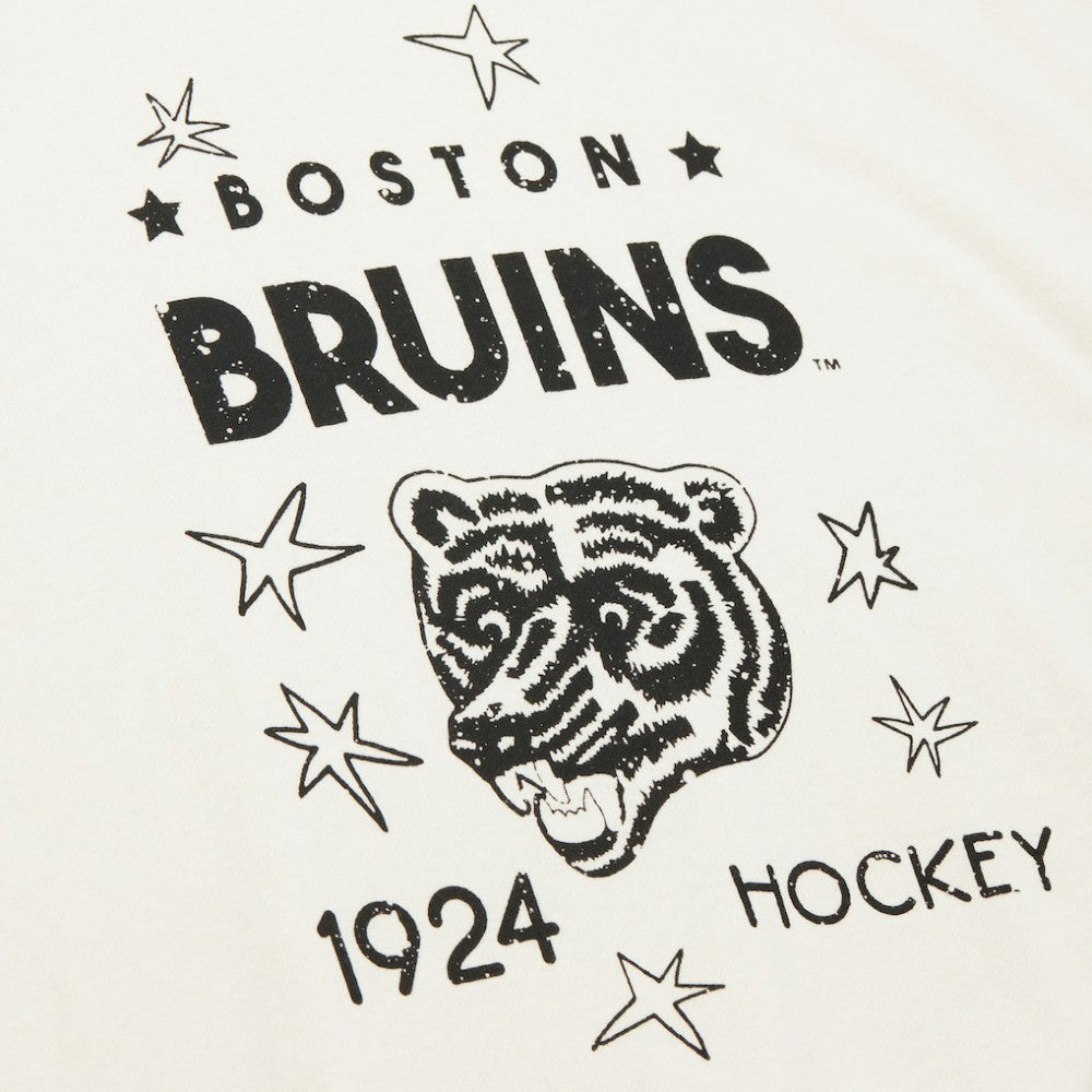 Boston Bruins Mitchell & Ness Women's Logo 3.0 Pullover Sweatshirt Cream